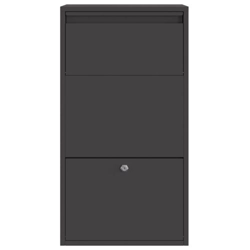 Пощенска кутия за пратки с врата Черно 44 x 22 x 82 см Стомана