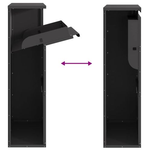Пощенска кутия за пратки с врата Черно 44 x 22 x 82 см Стомана