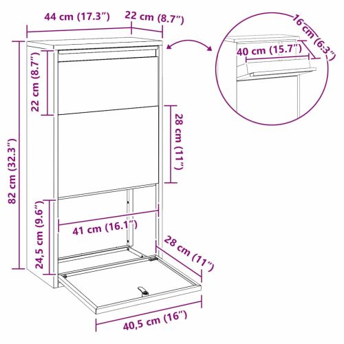 Пощенска кутия за пратки с врата Черно 44 x 22 x 82 см Стомана