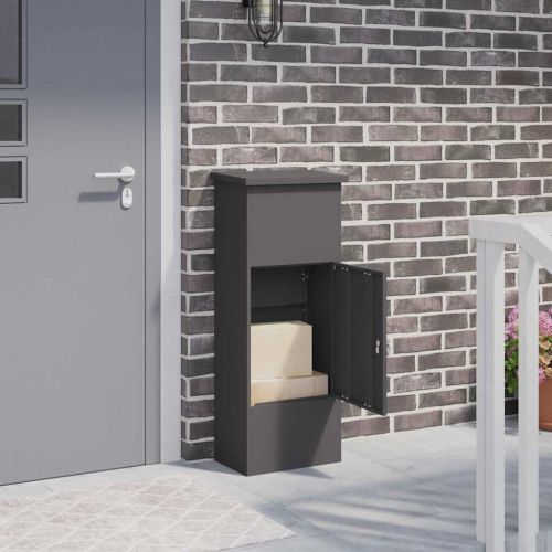 Пощенска кутия за пратки Черно 44,5 x 29 x 110,5 см Стомана