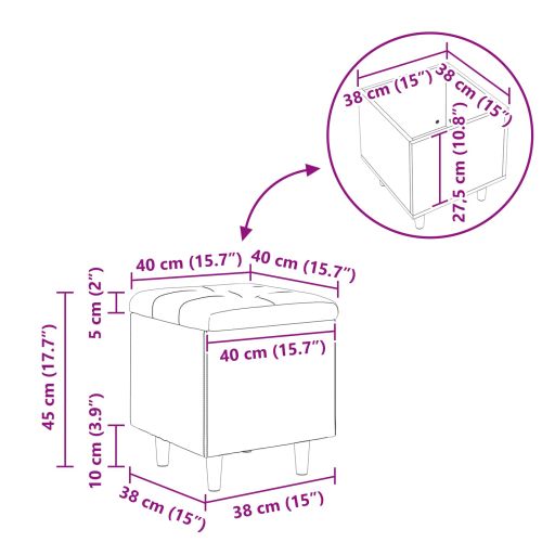Табуретка с място за съхранение Синьо 40 x 40 x 45 cm текстил