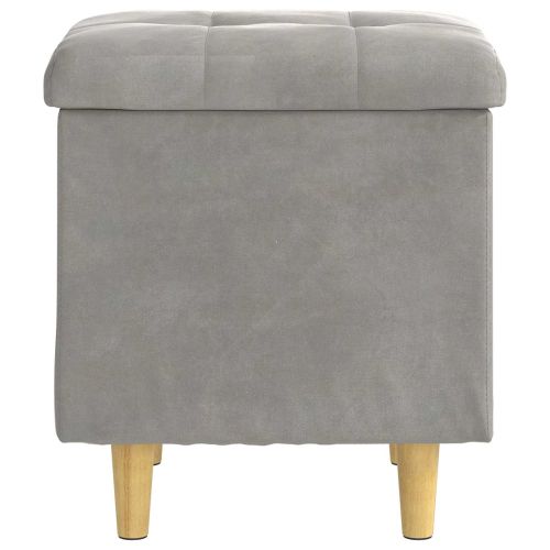 Табуретка с място за съхранение с възглавница Светлосиво Кадифе