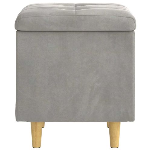 Табуретка с място за съхранение с възглавница Светлосиво Кадифе