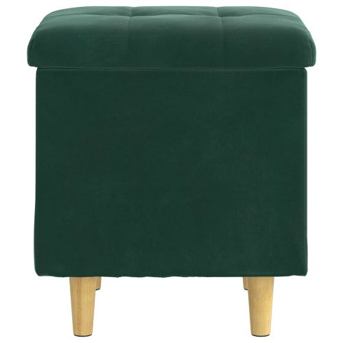 Табуретка с място за съхранение Тъмен зелен Кадифе
