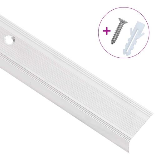 Ръбове за стъпала Г-образни 15 бр алуминий 90 см сребристи