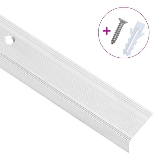 Ръбове за стъпала Г-образни 15 бр алуминий 100 см сребристи