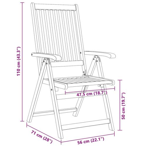 Сгъваеми градински столове, 4 бр, акация масив