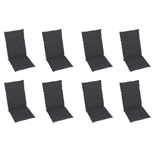 Сгъваеми градински столове с възглавници, 8 бр, акация масив