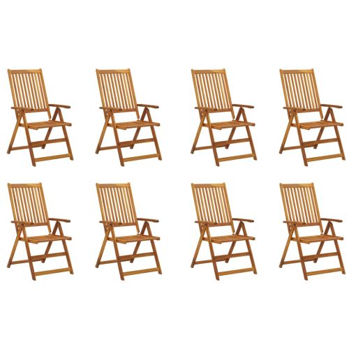 Сгъваеми градински столове с възглавници, 8 бр, акация масив