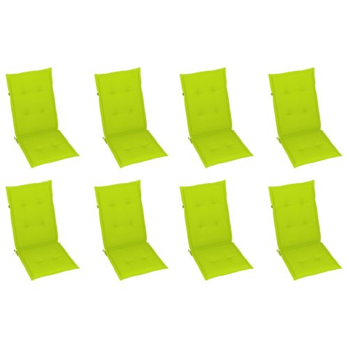 Сгъваеми градински столове с възглавници, 8 бр, акация масив