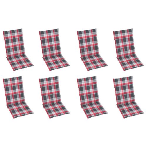 Сгъваеми градински столове с възглавници, 8 бр, акация масив