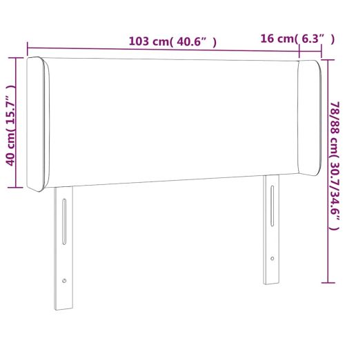LED горна табла за легло, тъмносиня, 103x16x78/88 см, кадифе