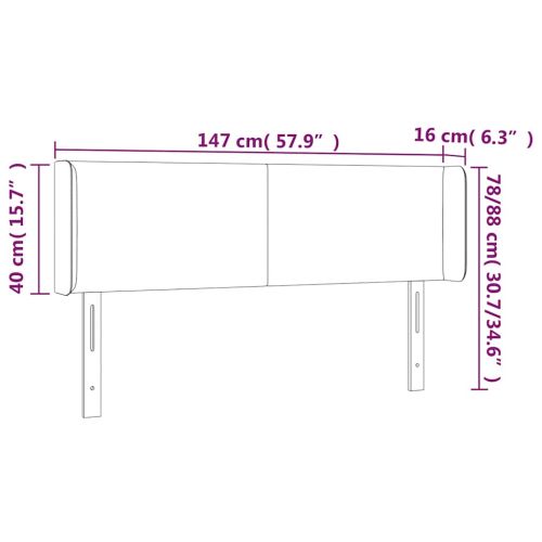 LED горна табла за легло, тъмносиня, 147x16x78/88 см, кадифе