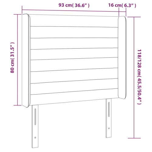 LED горна табла за легло, синя, 93x16x118/128 см, плат