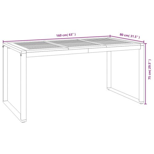 Градински трапезен комплект, 7 части, акация масив и метал