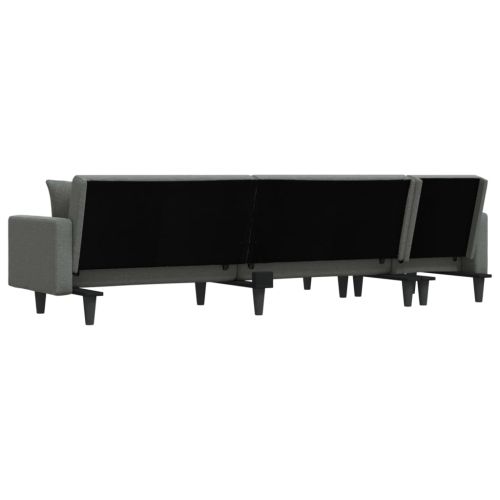 Г-образно разтегателно канапе тъмносиво 275x140x70 см плат