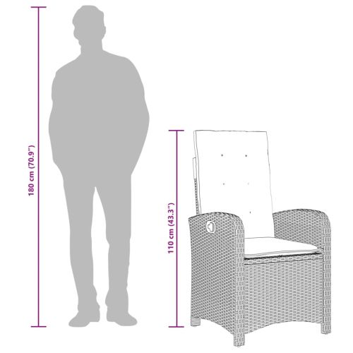 Градински комплект с възглавници, 9 части, бежов полиратан