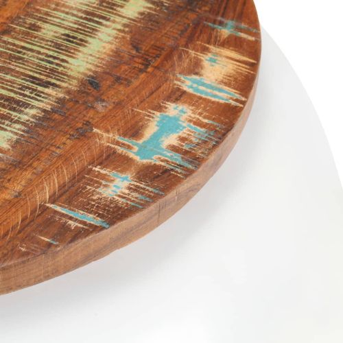 Маса за кафе, бяла, 68x68x30 см, регенерирано дърво масив