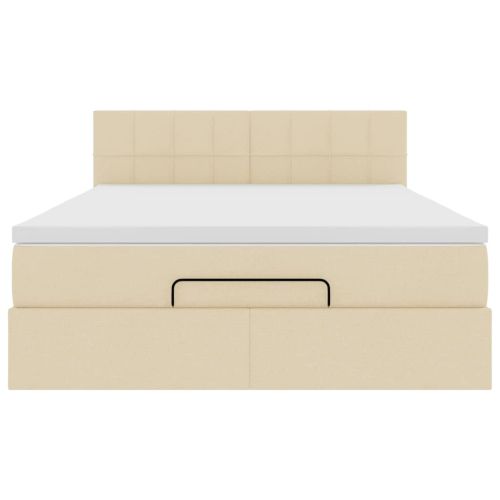 Османска легло с матрак, кремаво, 140x190 см, плат