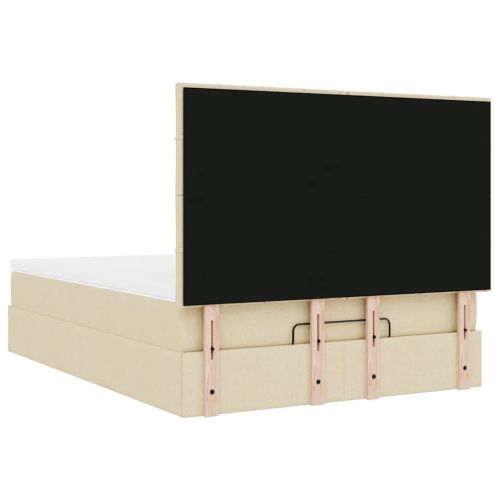 Османска легло с матрак, кремаво, 140x190 см, плат