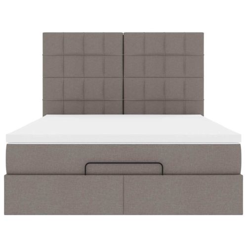 Османска легло с матрак и LED, кафяво, 140x190 см, плат