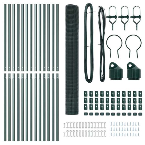 Стълб за ограда. Зелен 25 x 1,5 м (19 x 19 мм мрежа) Стомана