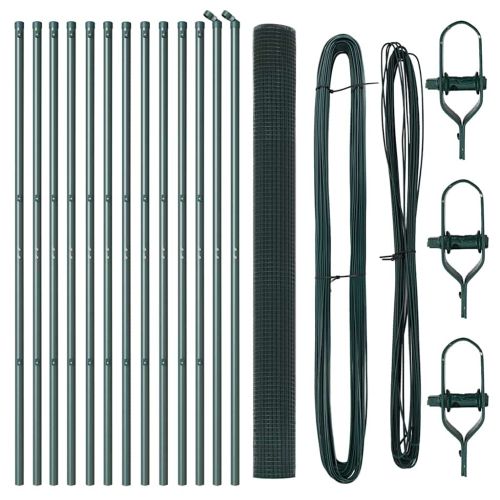 Стълб за ограда. Зелен 25 x 1,5 м (19 x 19 мм мрежа) Стомана