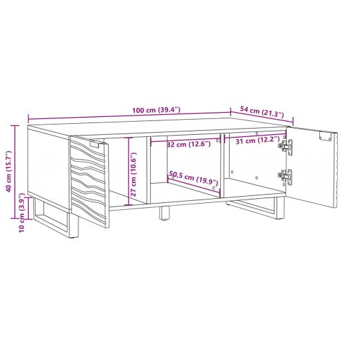 Масичка за кафе Кафяв и черен Размер 100 x 54 x 40 см
