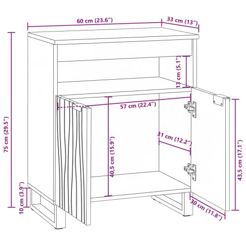Шкаф Кафяво 60 x 33 x 75 cm мангово дърво масив