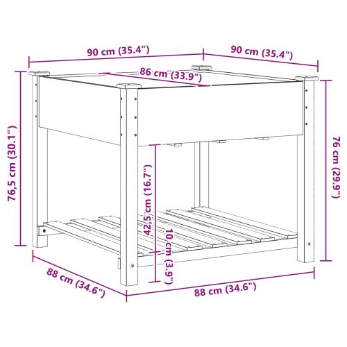 Градинска саксия Бежово 60,5 x 60 x 76,5 см Солидно ела дърво