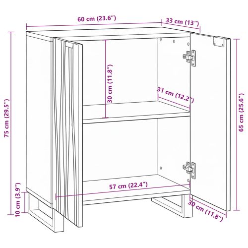 Служебен шкаф Орех 60 x 33,5 x 75 см Солидно мангово дърво