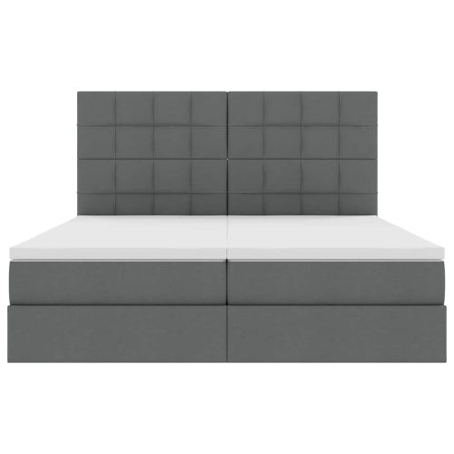 Легло С LED лентисти светлини Тъмен сив 180 x 200 cm текстил