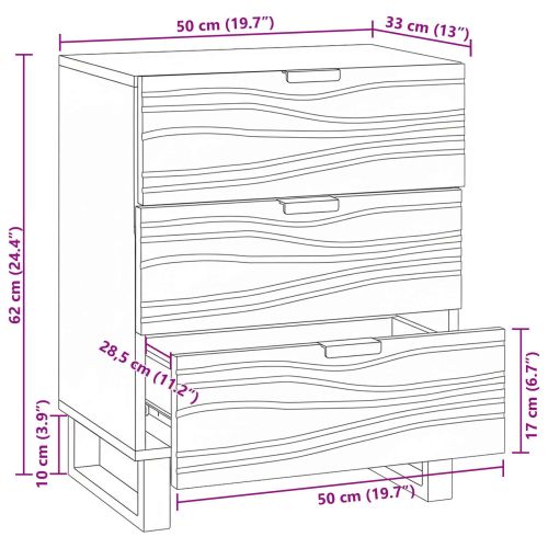Нощен шкаф Орех 50 x 33 x 62 см Масивна акациева дървесина