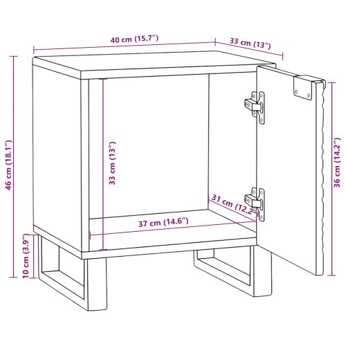 Нощен шкаф Орех 40 x 33 x 46 см Масивна акациева дървесина