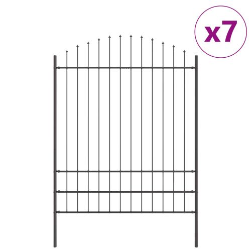 Градска ограда 7 pcs Сив 170 x 225 см Прахово боядисана стомана