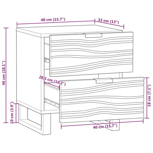 Нощен шкаф Орех 40 x 33 x 46 см Масивна акациева дървесина
