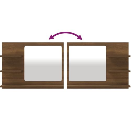 Огледало за баня, кафяв дъб, 60x10,5x45 см, инженерно дърво