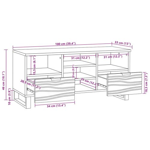 ТВ Единици с чекмедже Орех 100 x 33 x 46 см Инженерно дърво