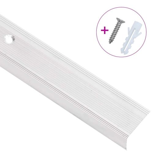 Ръбове за стъпала Г-образни 15 бр алуминий 100 см сребристи