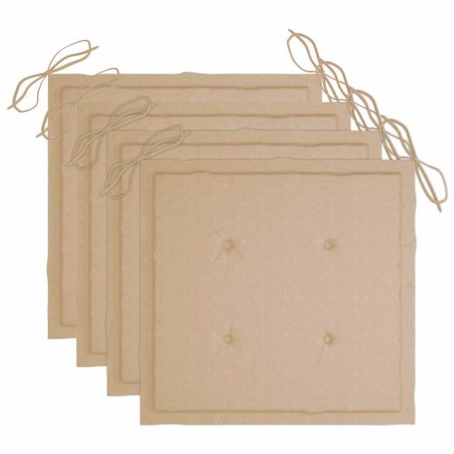 Градински столове с възглавници, 4 бр, акациево дърво масив