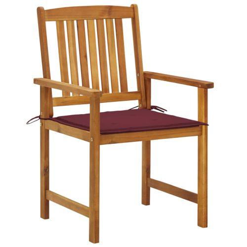 Градински столове с възглавници, 4 бр, акациево дърво масив