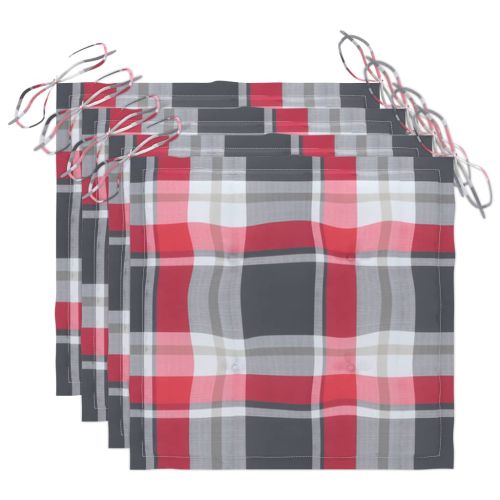 Градински столове с възглавници, 4 бр, акациево дърво масив