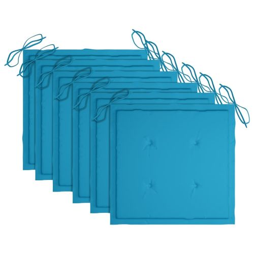 Градински столове с възглавници, 6 бр, акациево дърво масив