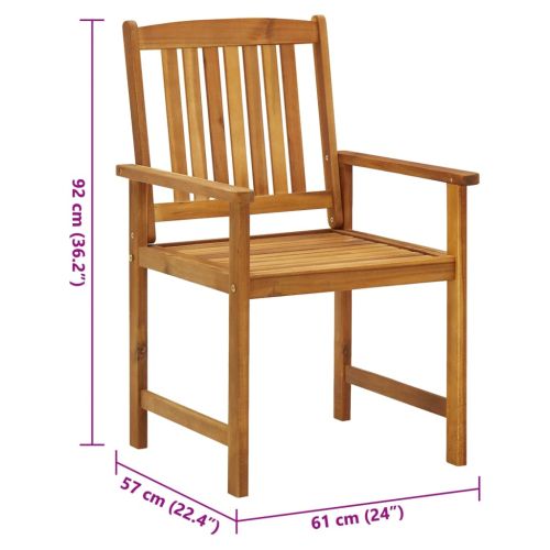 Градински столове с възглавници, 8 бр, акация масив