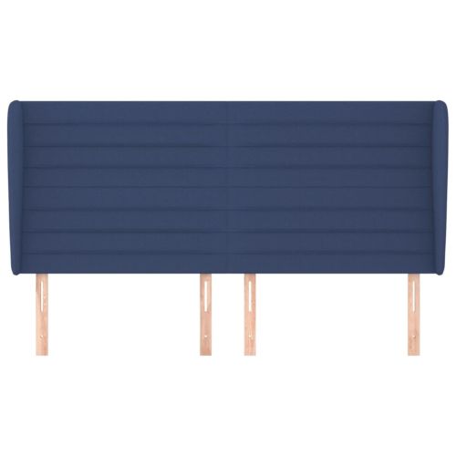 Горна табла за легло с уши, синя, 183x23x118/128 см, плат