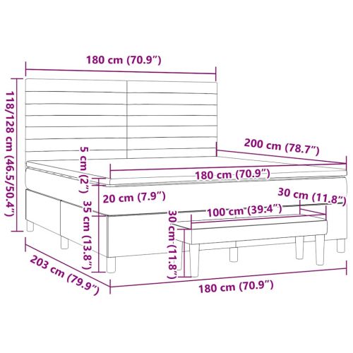 Боксспринг легло с матрак, синьо, 180x200 см, плат
