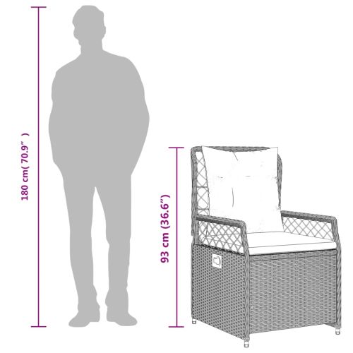Градински трапезен комплект 7 части с възглавници сив полиратан