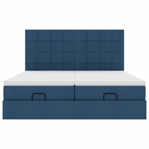Османска легло с матраци, синьо, 160x200 см, плат