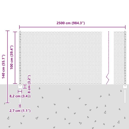 Ограда с пост Сив 1 x 25 m Стомана