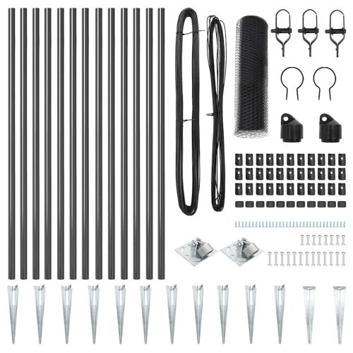 Стълб за ограда. Сив 25 x 1 м (25 мм мрежа) Стомана